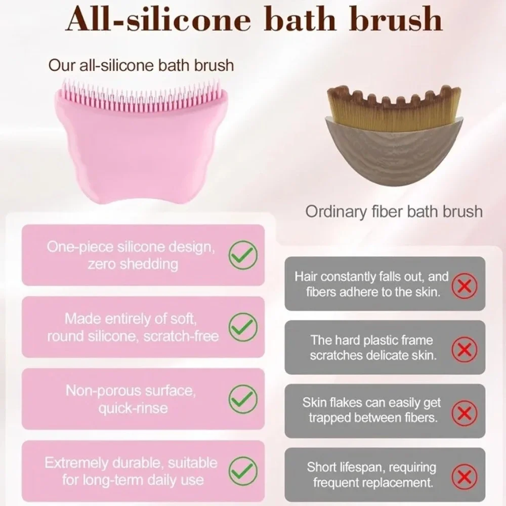 Silicone Bath Brush Pink Blue Marble Body Scrubber Skin Smoothing Tool